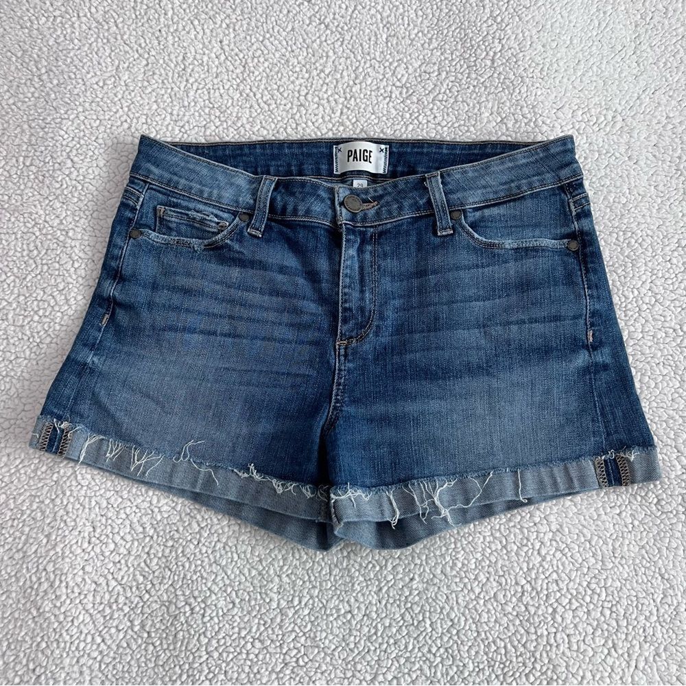 Paige Jimmy Jimmy Short Denim Cuffed Shorts Size 29